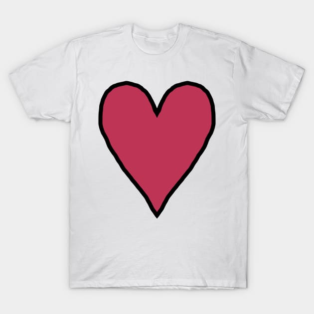 Viva Magenta Heart Line Drawing Pantone Color of the Year 2023 T-Shirt by ellenhenryart